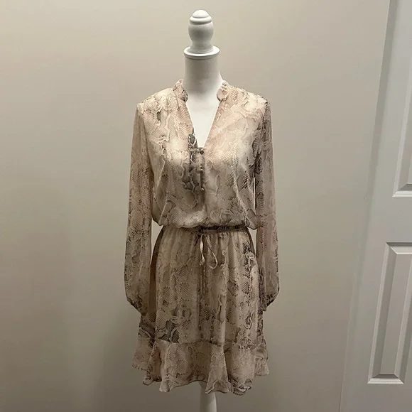 White House Black Market Beige Snake Print Dress - Picture 1 of 8